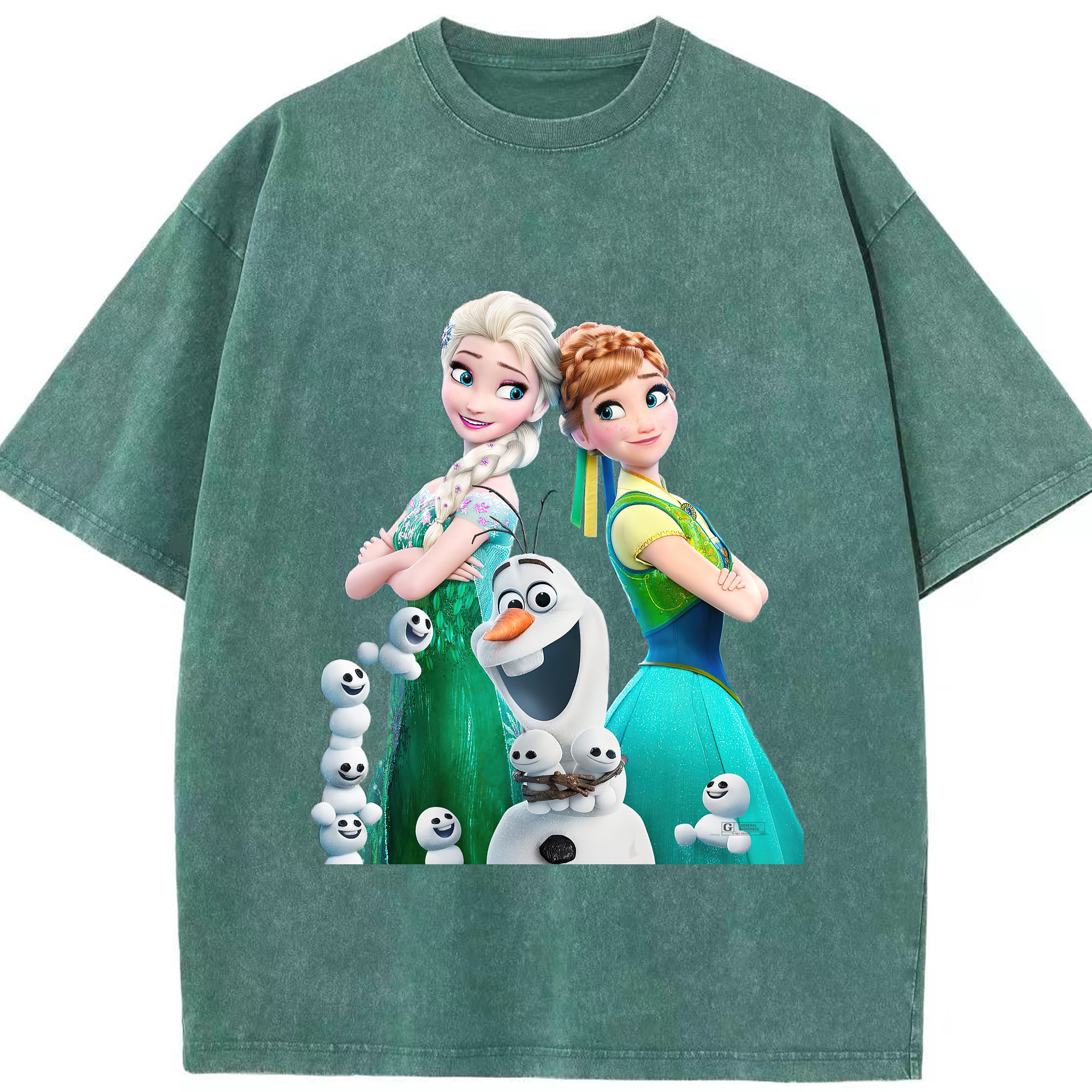 （画像用） アナと雪の女王 アンナ エルサ Frozen Anna Elsa 綿100% ヴィンテージ風 半袖Tシャツ（フロントプリント）